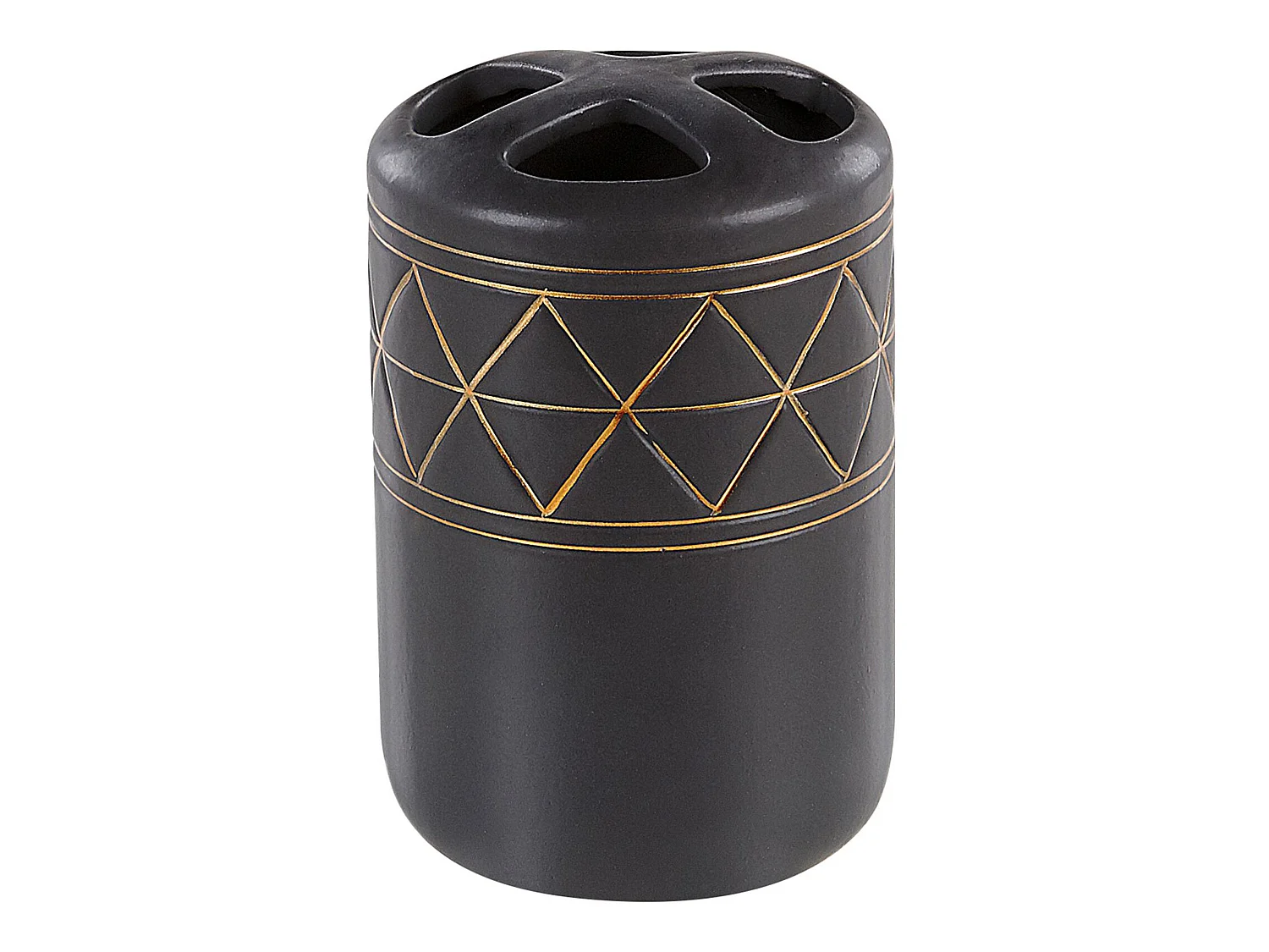 Elegantes Badezimmer-Zubehör 5-teilig aus Keramik in Schwarz/Gold Lanco