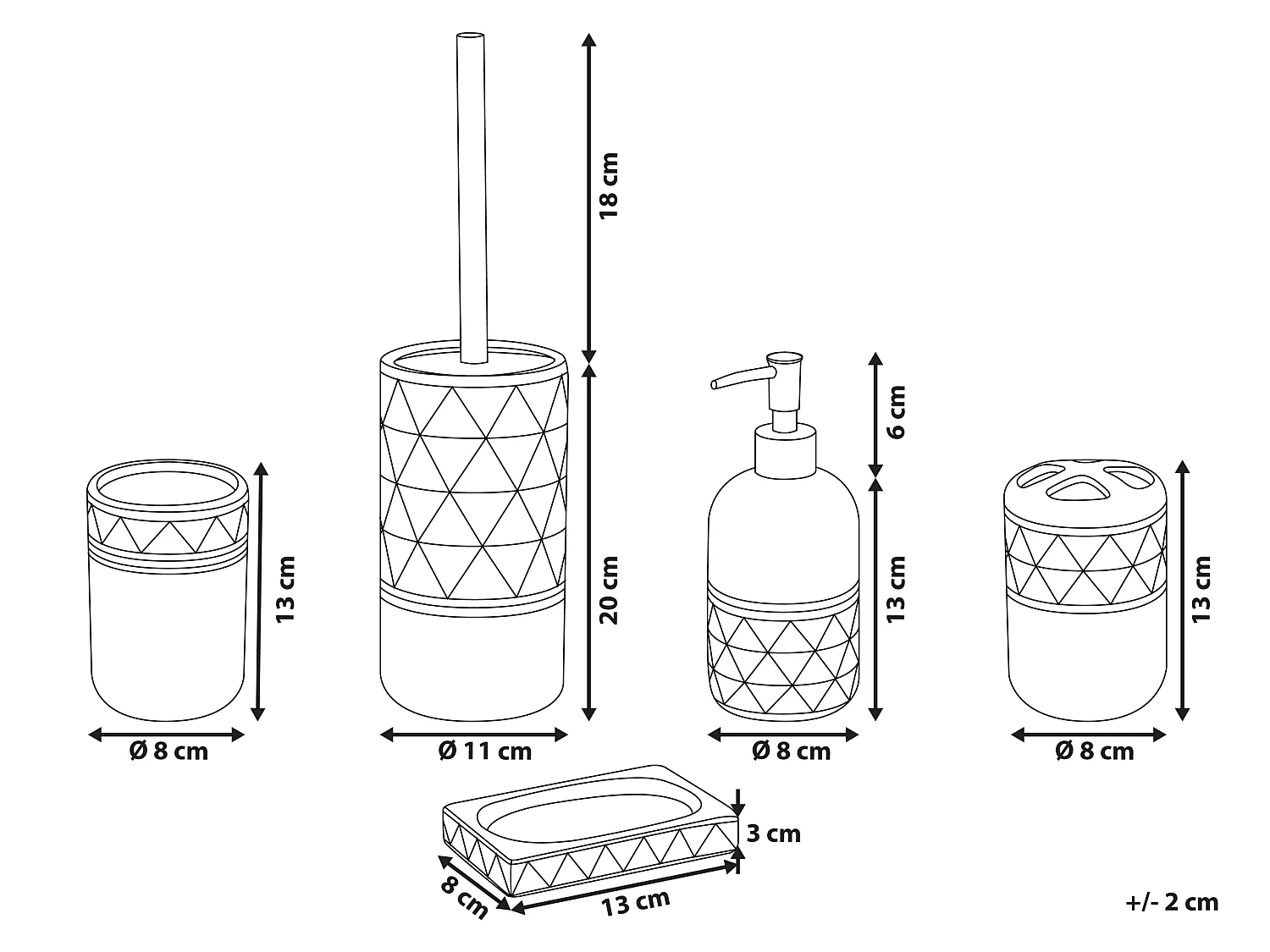 Set da 5 accessori per il bagno LANCO Ceramica Nero