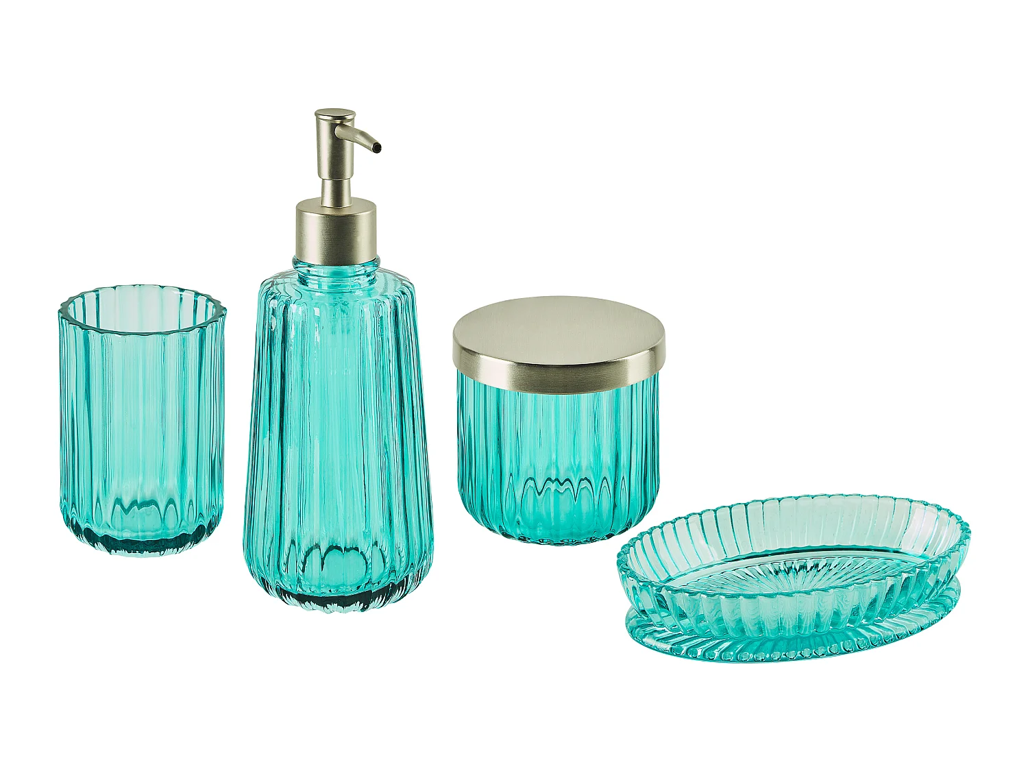 4-delige badkameraccessoireset TECATE Glas Blauw