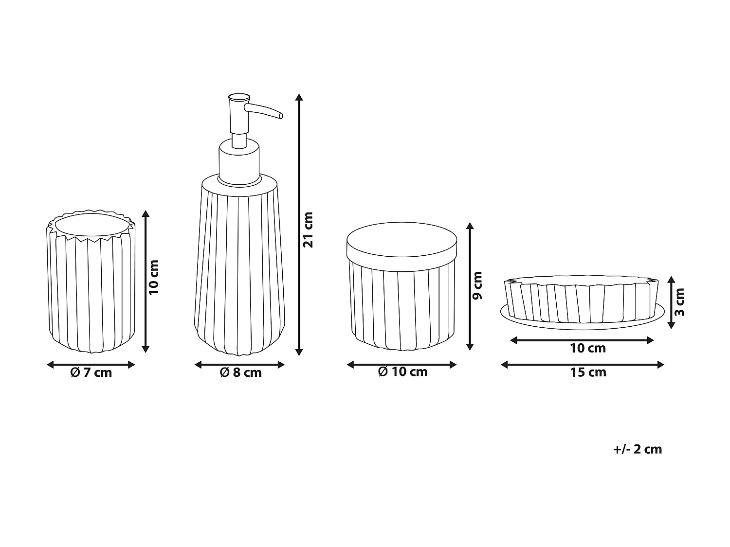 4-delige badkameraccessoireset TECATE Glas Blauw