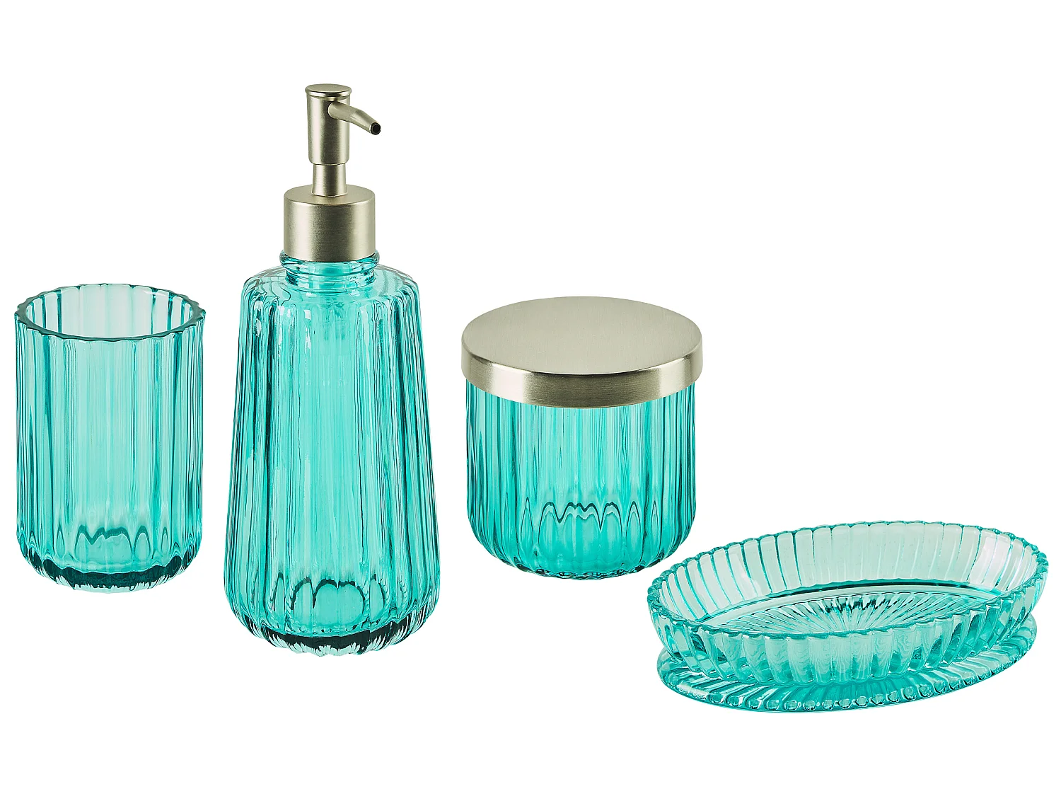 Set de 4 accessoires de salle de bain TECATE Verre Bleu