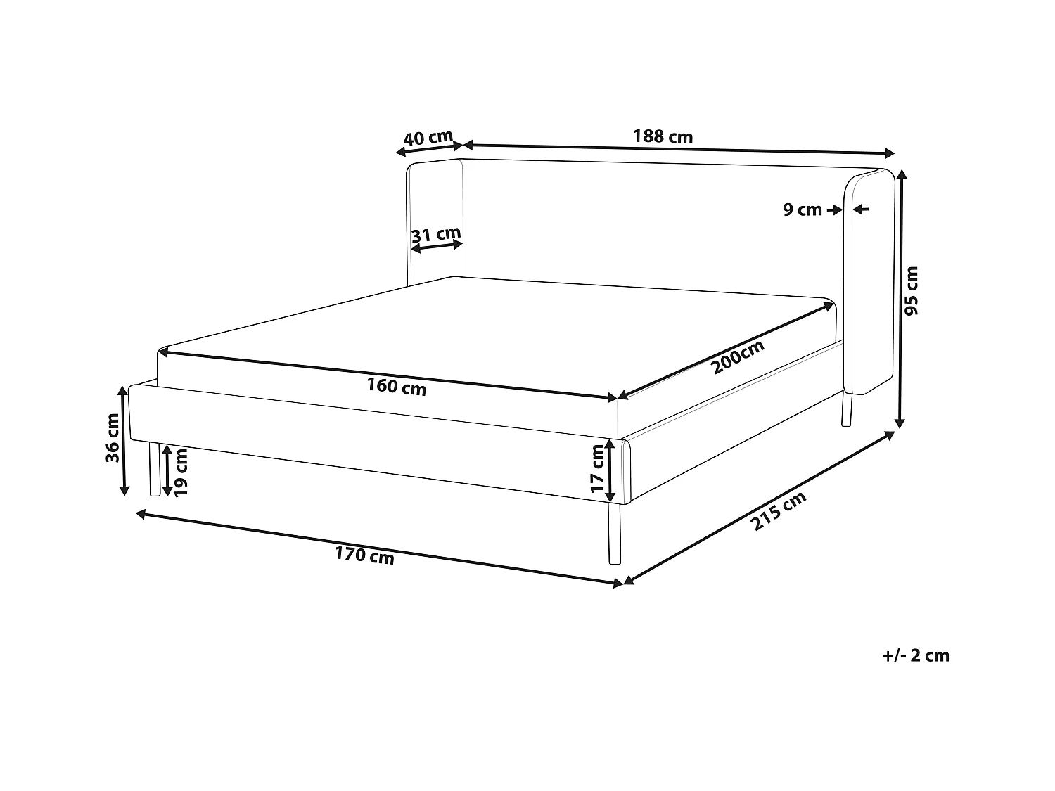 Lit avec sommier Velours ARETTE 160 x 200 cm Taupe
