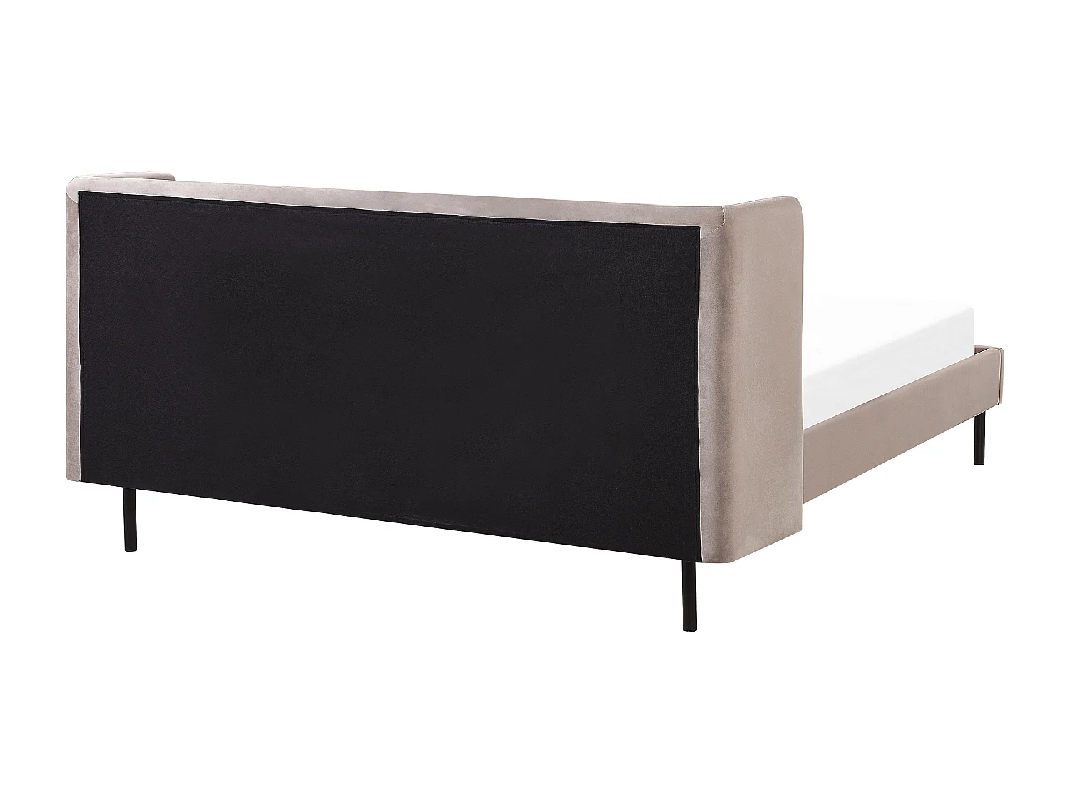 Doppelbett Samt beige taupe mit hohem Kopfteil Lattenrost 160 x 200 cm Arette