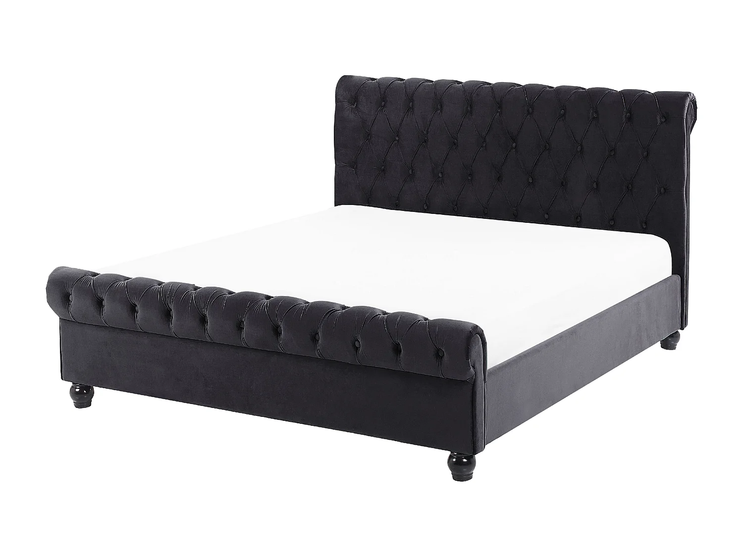 Lit avec sommier Velours AVALLON 140 x 200 cm Noir