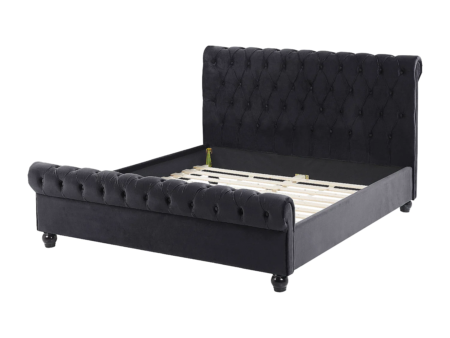 Lit avec sommier Velours AVALLON 140 x 200 cm Noir