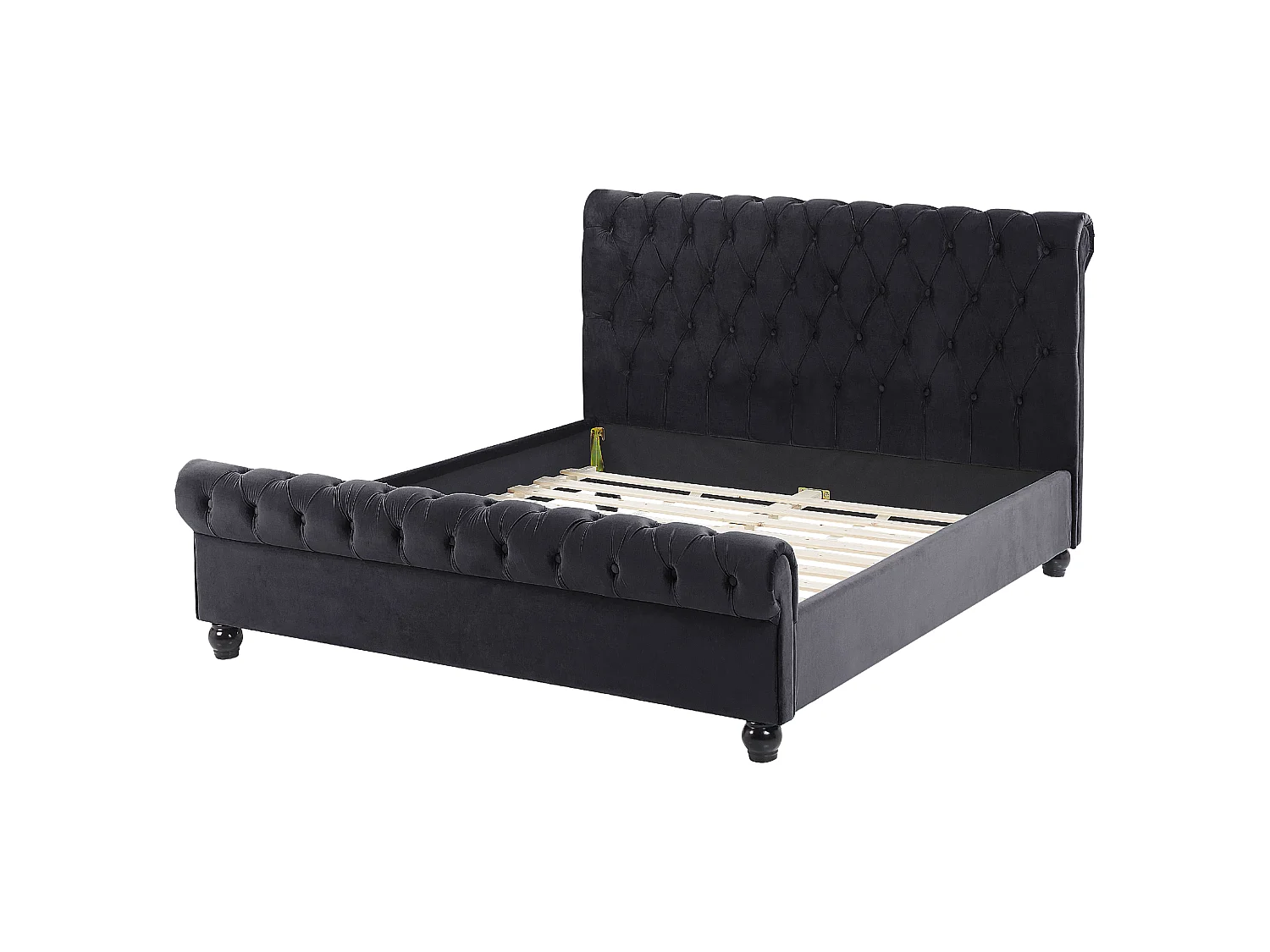 Bed Fluweel AVALLON 140 x 200 cm Zwart