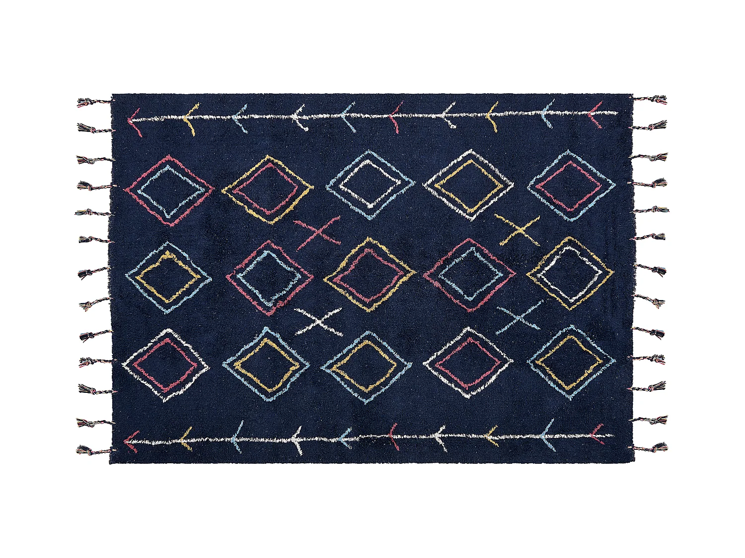 Teppich Baumwolle schwarz 140 x 200 cm geometrisches Muster CORUM