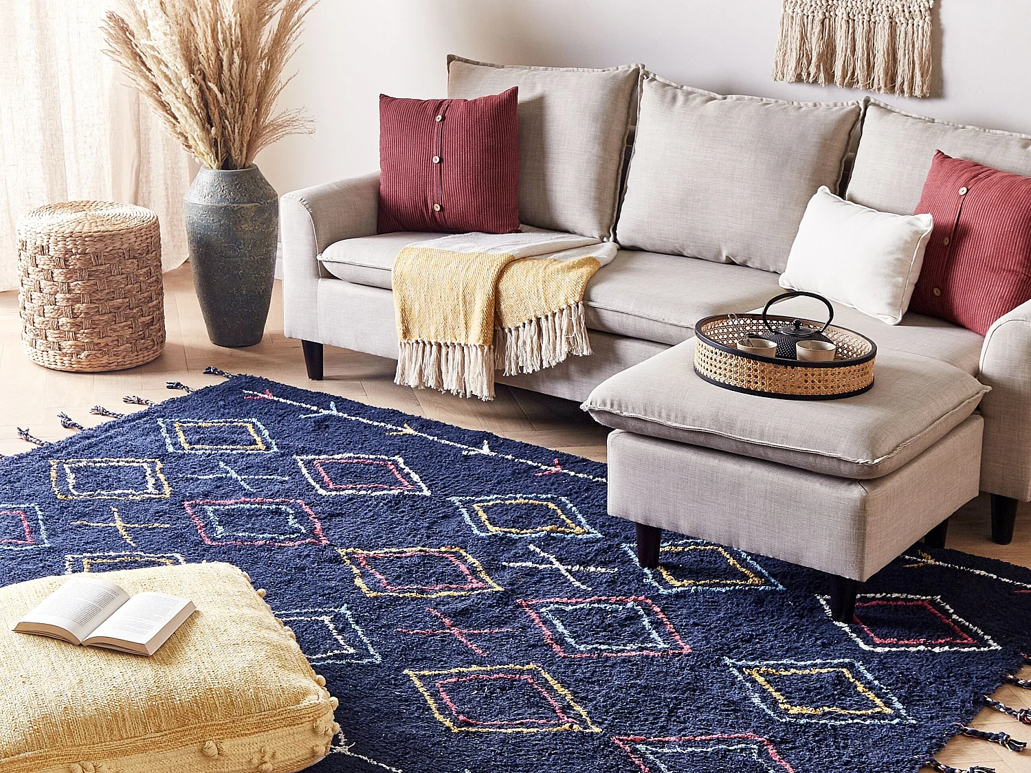 Tapis en coton 140 x 200 cm noir CORUM