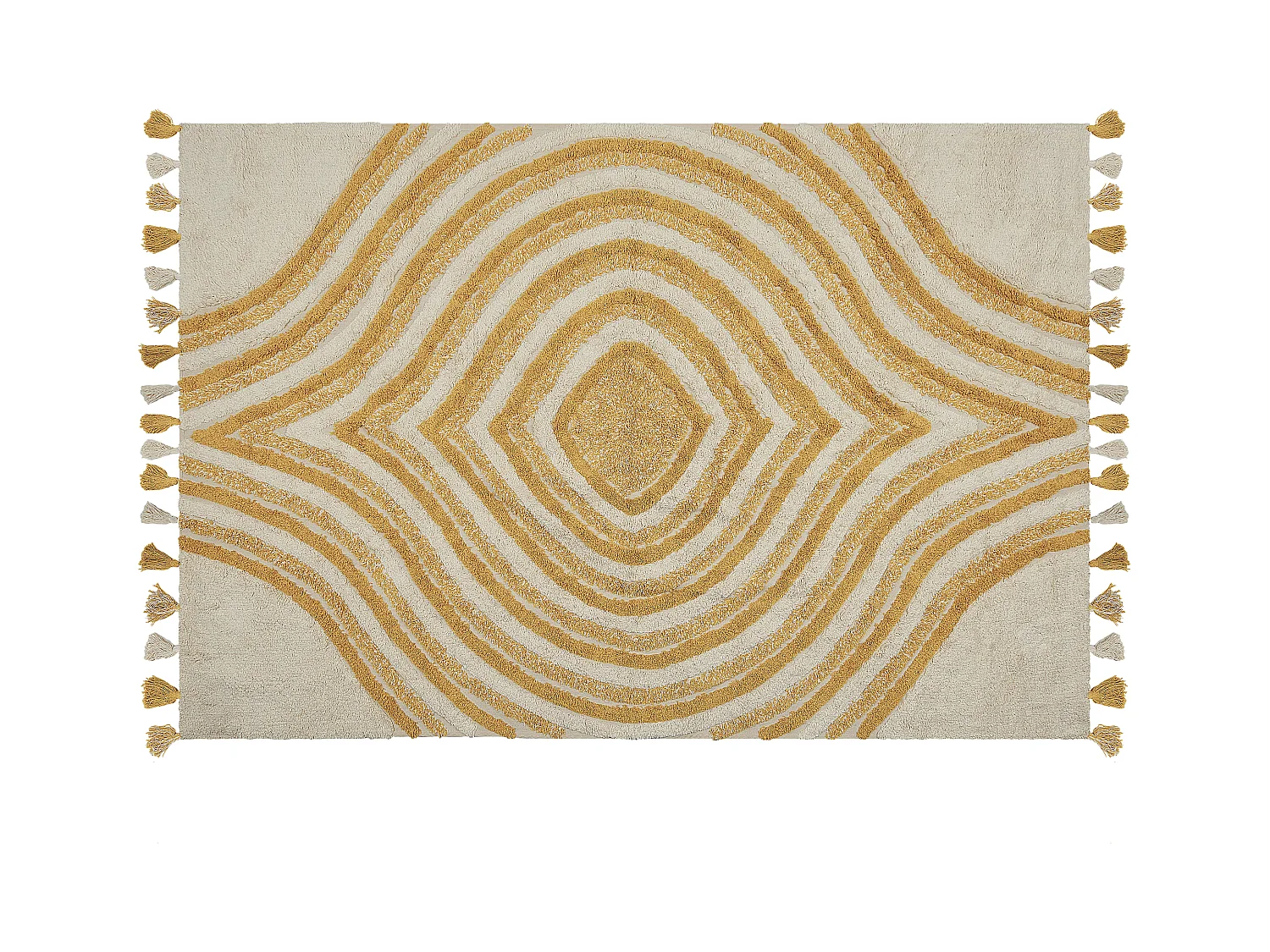 Teppich Baumwolle abstraktes Muster gelb / beige 140 x 200 cm Boho Bingol