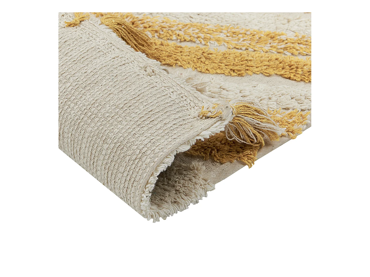 Teppich Baumwolle abstraktes Muster gelb / beige 140 x 200 cm Boho Bingol