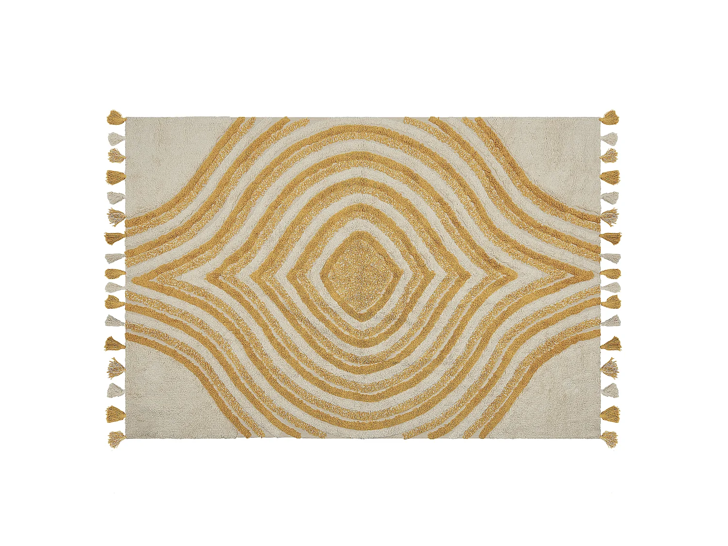 Teppich Baumwolle beige / gelb 140 x 200 cm abstraktes Muster BINGOL