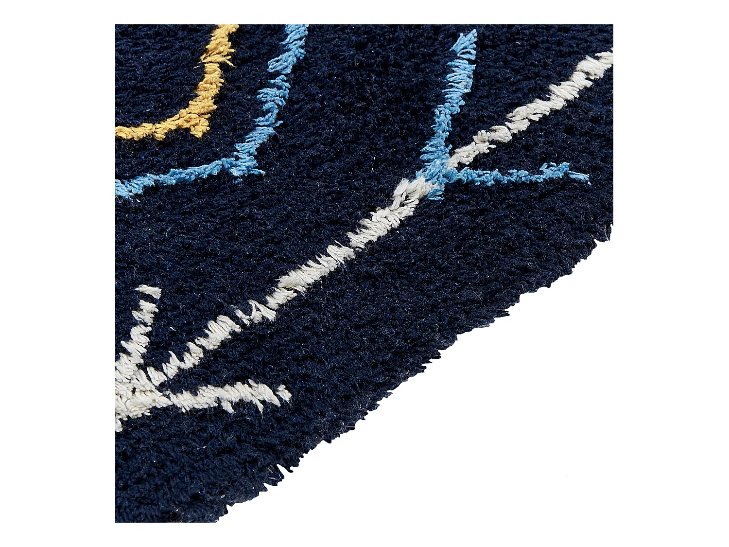 Alfombra de algodón negro/azul/amarillo/blanco 80 x 150 cm CORUM