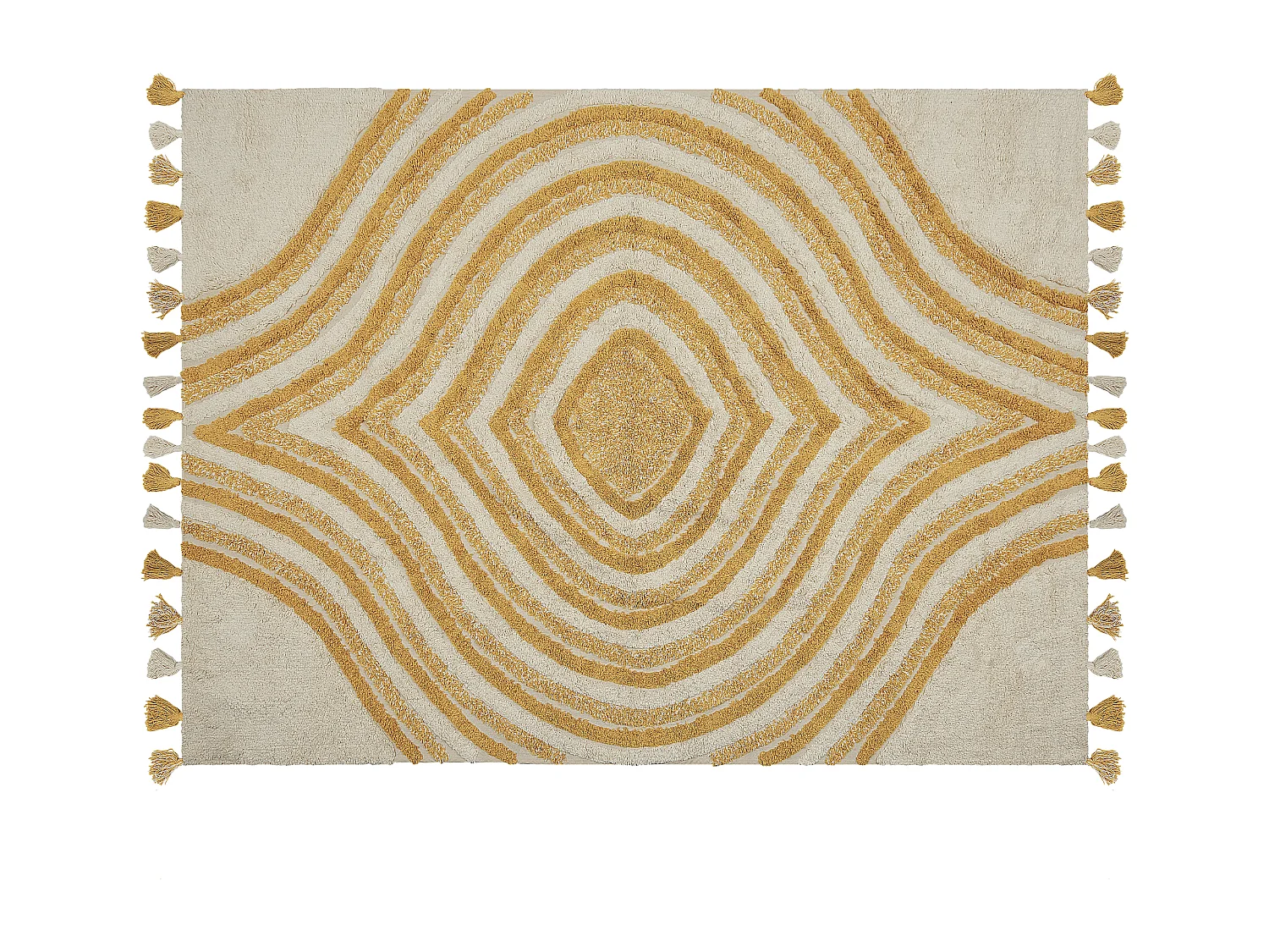 Tappeto cotone beige chiaro e senape 160 x 230 cm BINGOL