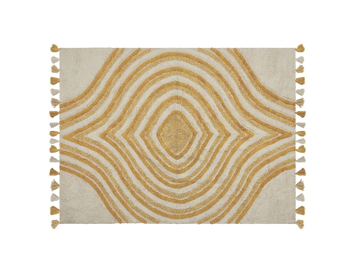 Teppich Baumwolle beige / gelb 160 x 230 cm abstraktes Muster BINGOL