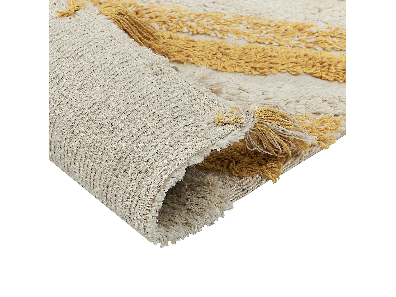 Tappeto cotone beige chiaro e senape 80 x 150 cm BINGOL