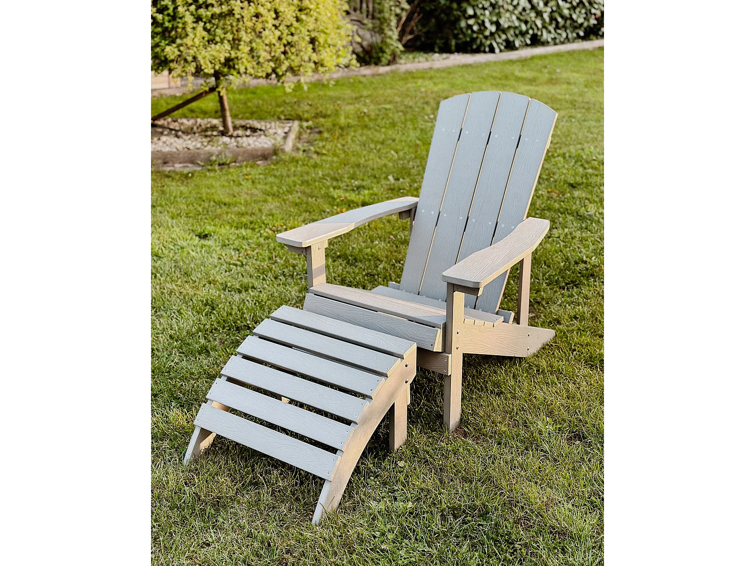 Pouf de jardin ADIRONDACK Gris clair