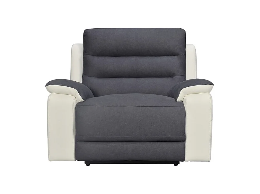 Fauteuil relaxation en tissu gris et simili blanc électrique - ROSARIO