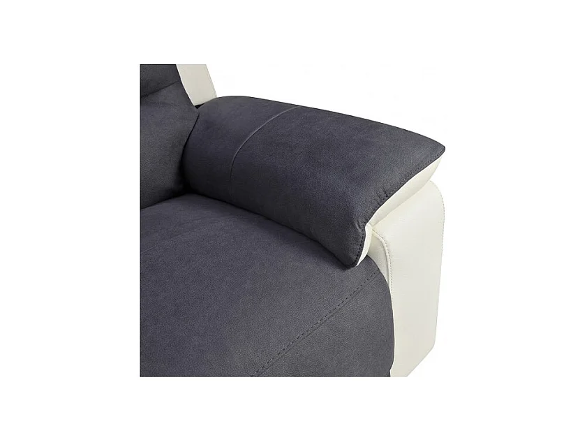 Fauteuil relaxation en tissu gris et simili blanc électrique - ROSARIO