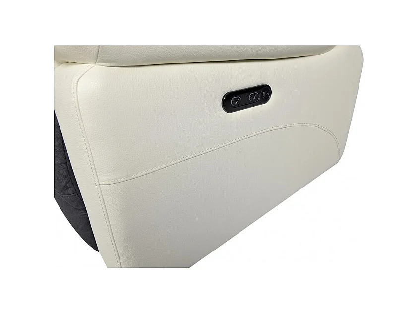 Fauteuil relaxation en tissu gris et simili blanc électrique - ROSARIO