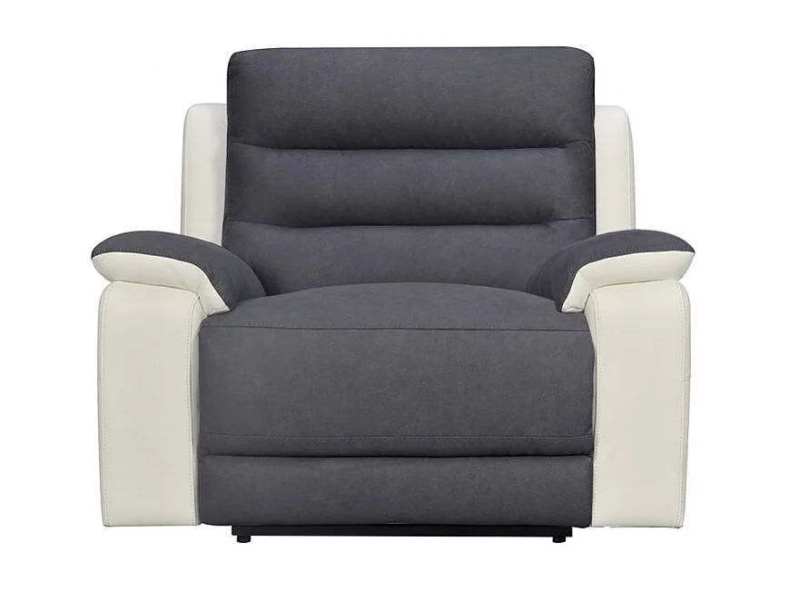 Fauteuil relaxation en tissu gris et simili blanc électrique - ROSARIO