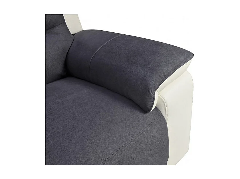Fauteuil relaxation en tissu gris et simili blanc électrique - ROSARIO