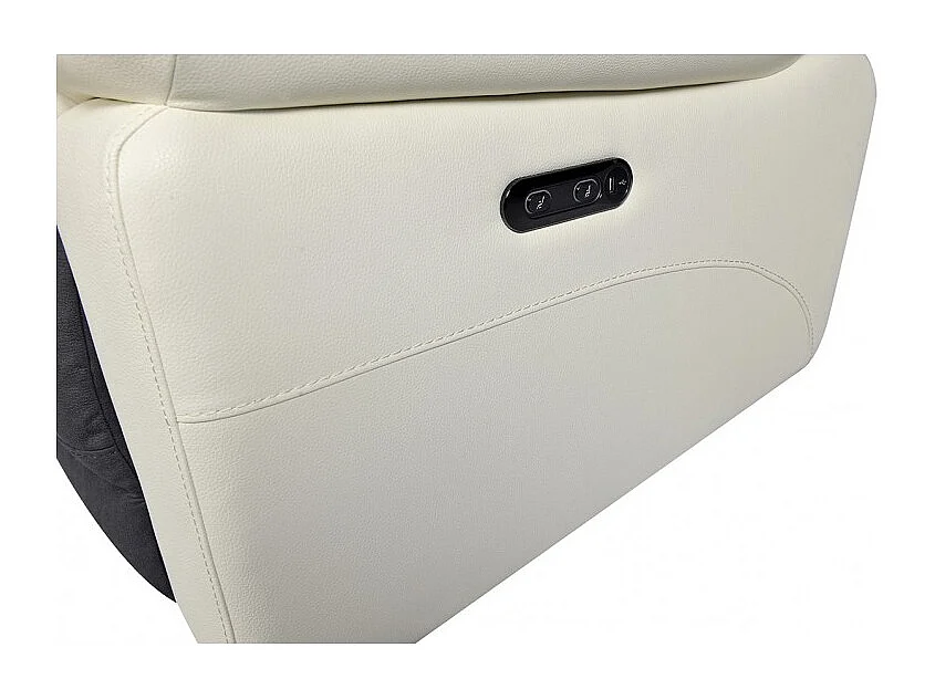 Fauteuil relaxation en tissu gris et simili blanc électrique - ROSARIO