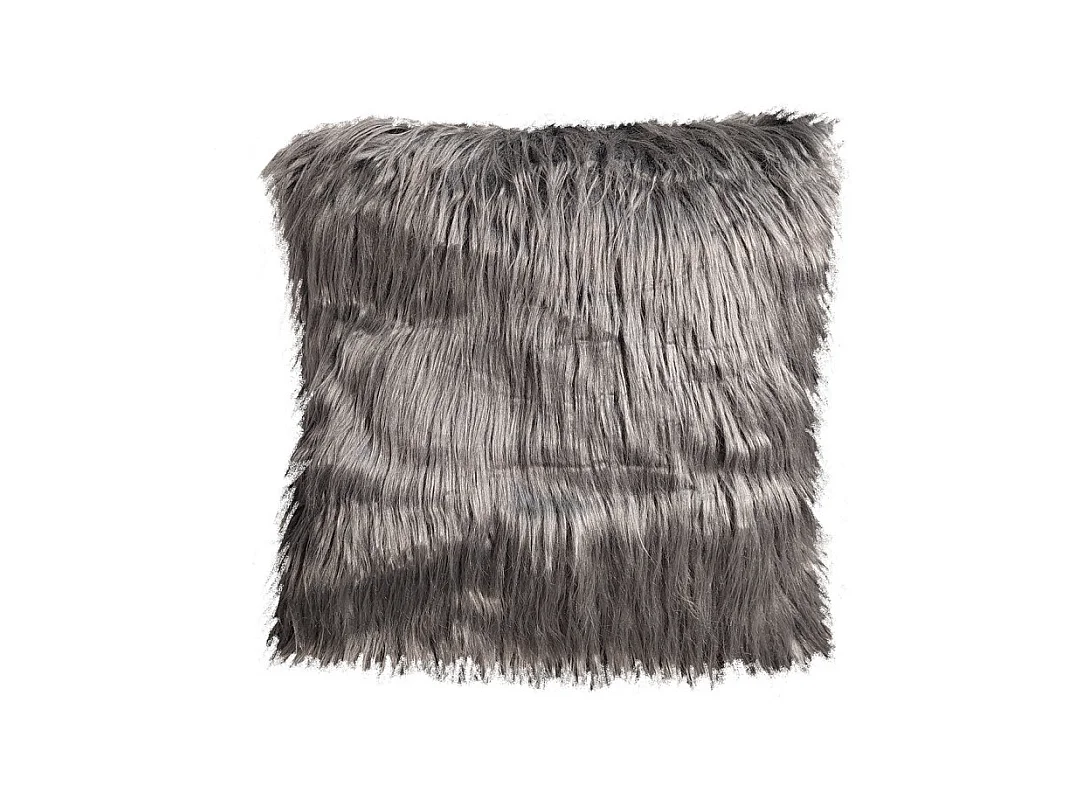 Lot de 2 coussins 45 x 45 cm gris anthracite à poils longs - MOUTH