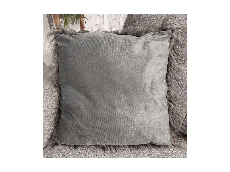 Lot de 2 coussins 45 x 45 cm gris anthracite à poils longs - MOUTH