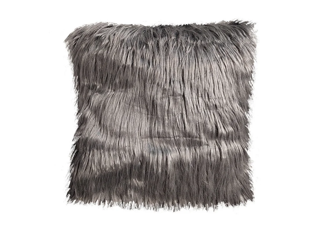 Lot de 2 coussins 45 x 45 cm gris anthracite à poils longs - MOUTH