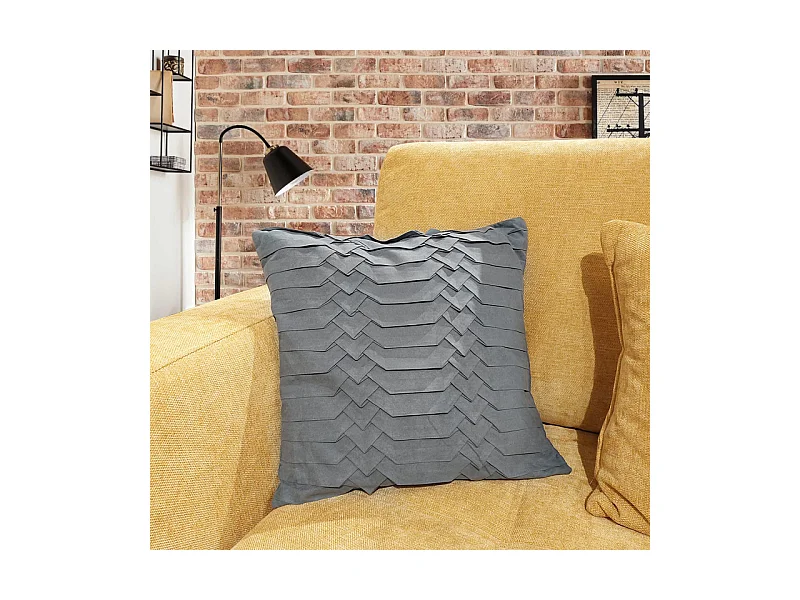 Lot de 2 coussins 45 x 45 cm microfibre gris plis géométriques - PANG