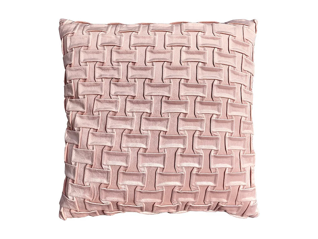 Lot de 2 coussins 45 x 45 cm velours rose et plis géométriques - ROSIE