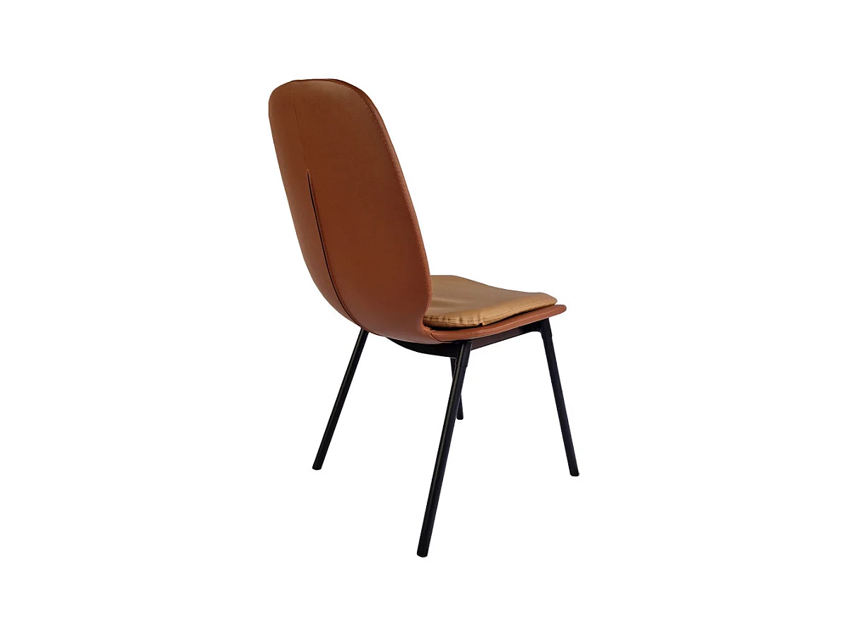 Lot de 2 chaises en simili marron pieds métal noir - RUZAN