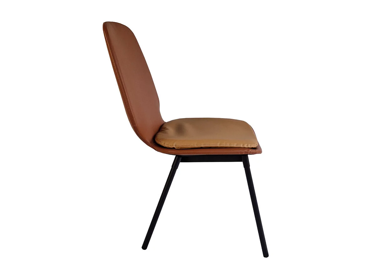 Lot de 2 chaises en simili marron pieds métal noir - RUZAN