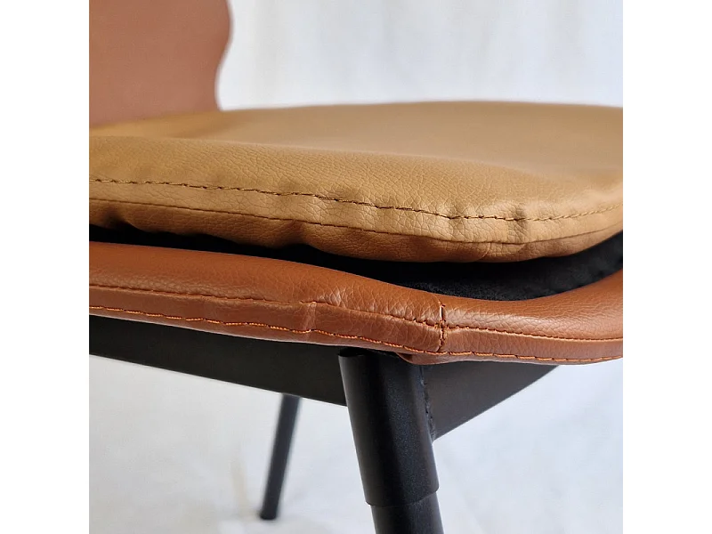 Lot de 2 chaises en simili marron pieds métal noir - RUZAN