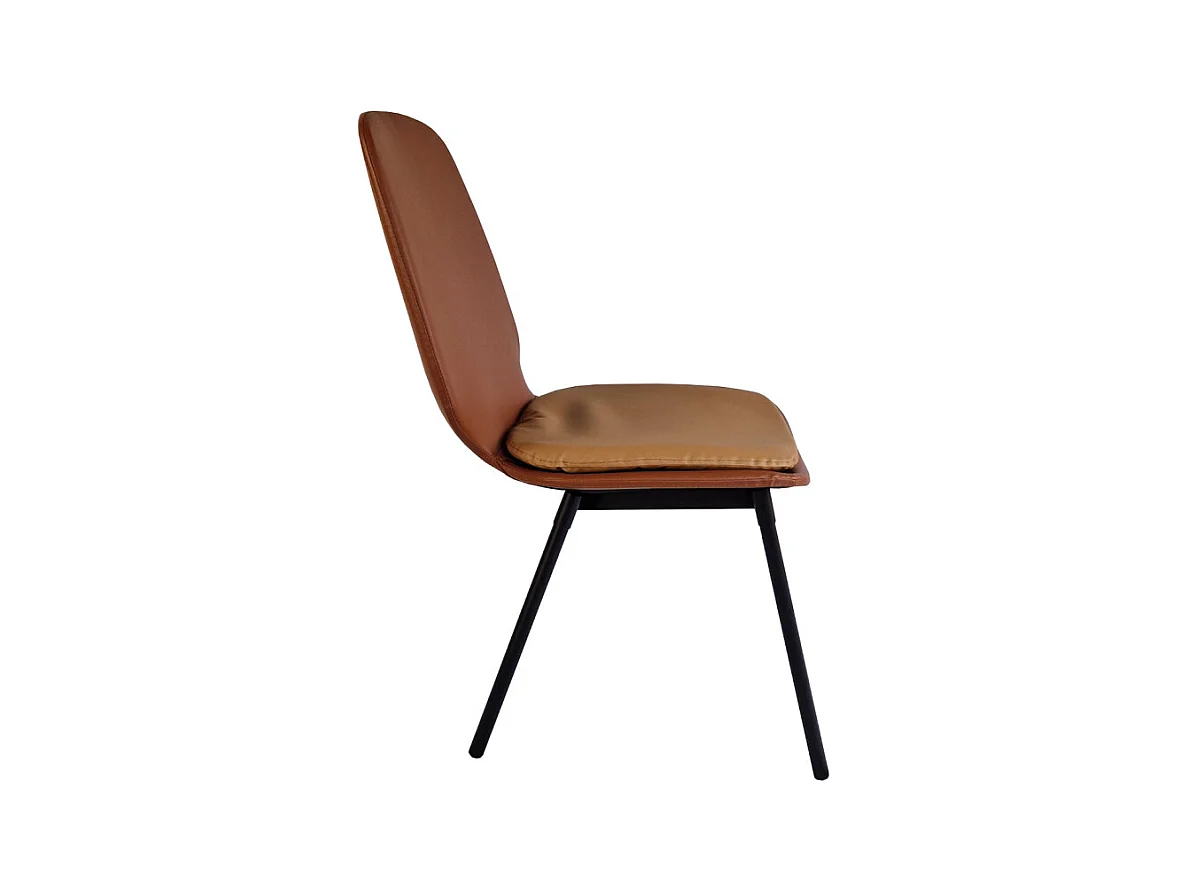 Lot de 4 chaises en simili marron pieds métal noir - RUZAN