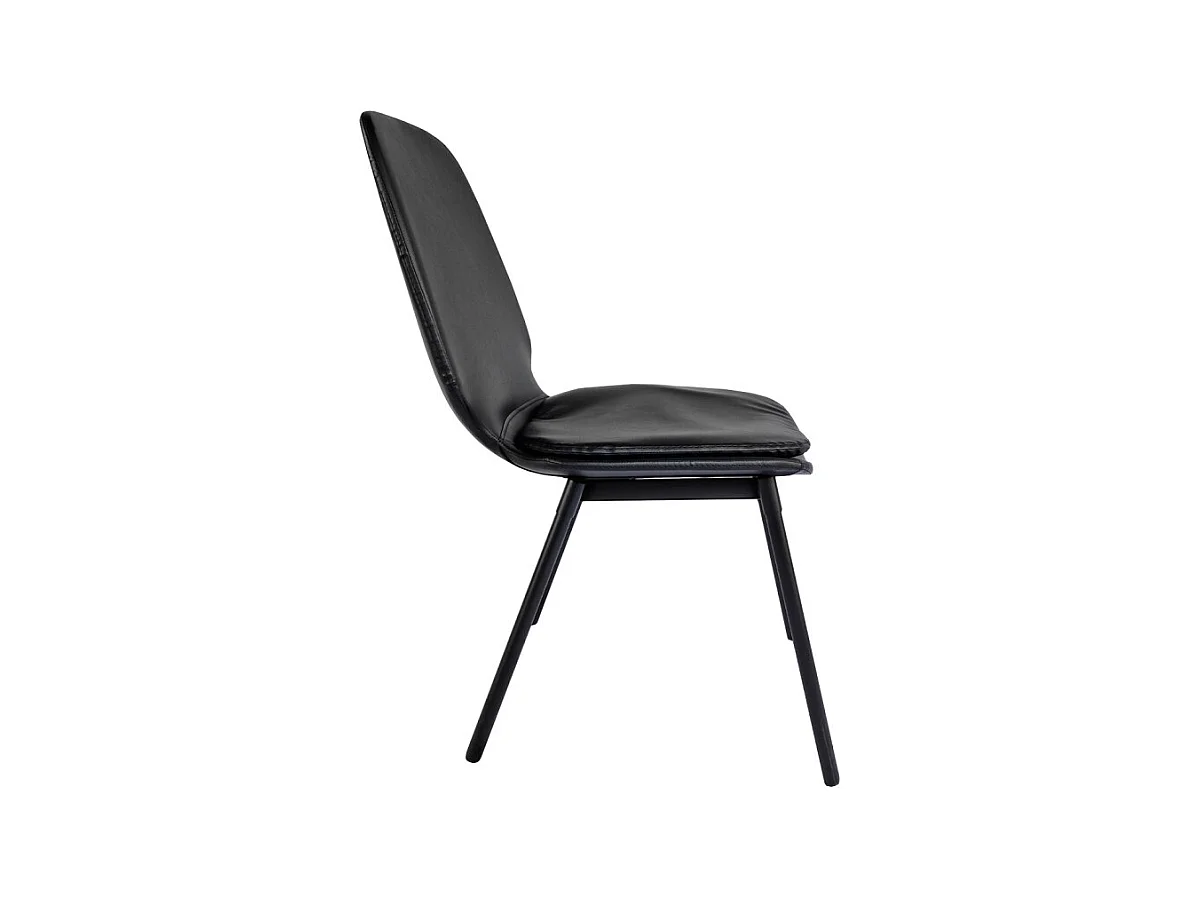 Lot de 4 chaises en simili noir pieds métal noir - RUZAN