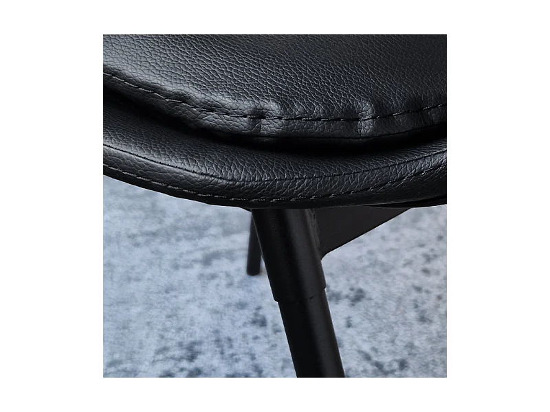 Lot de 4 chaises en simili noir pieds métal noir - RUZAN