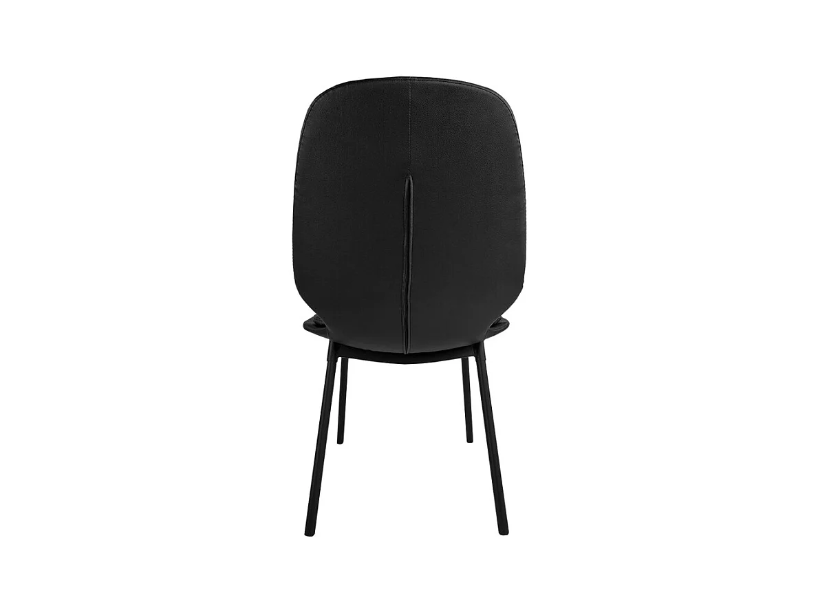 Lot de 4 chaises en simili noir pieds métal noir - RUZAN