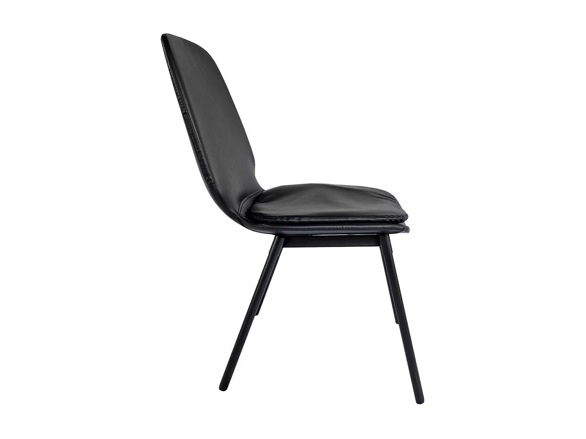 Lot de 4 chaises en simili noir pieds métal noir - RUZAN