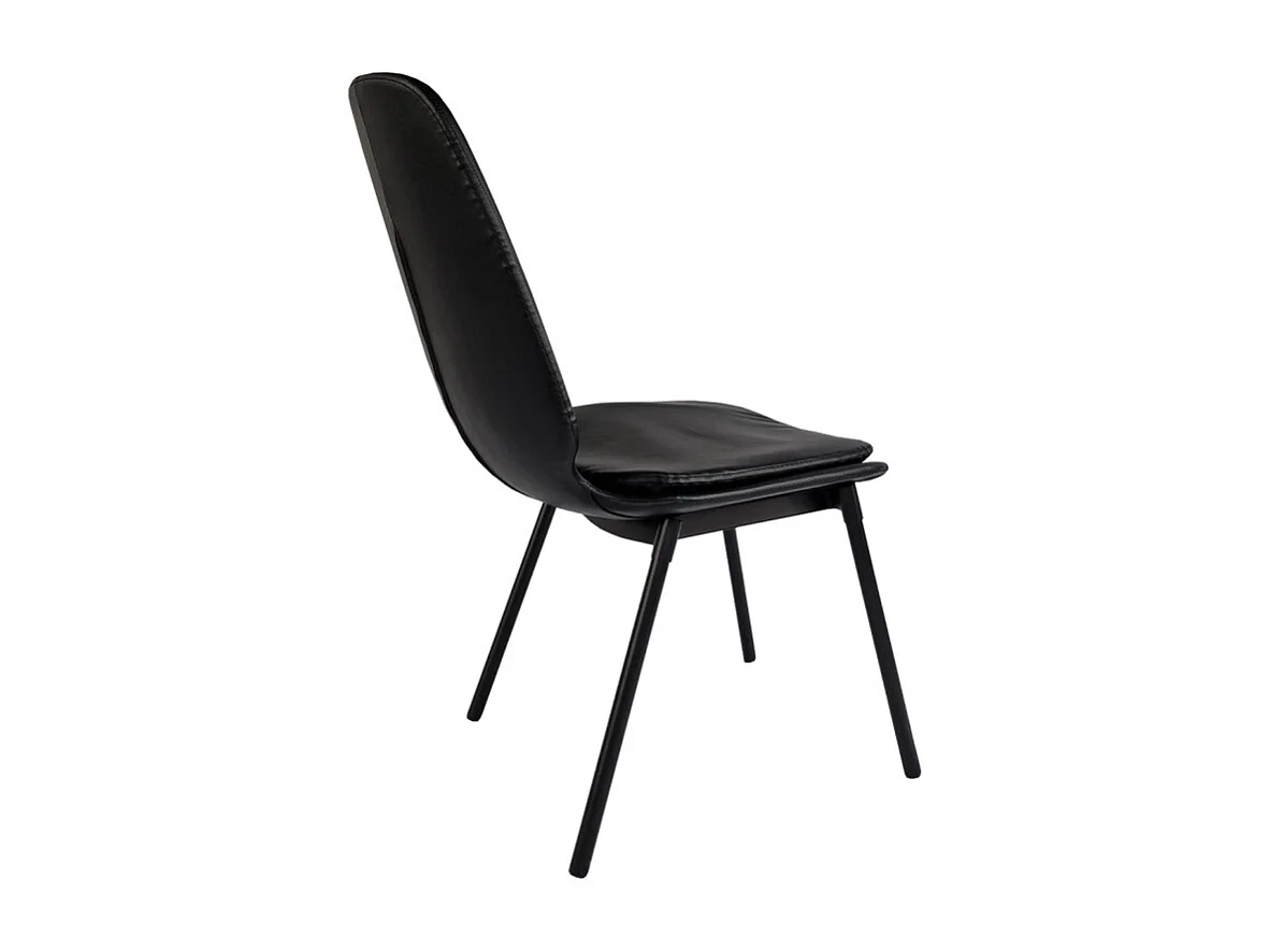 Lot de 4 chaises en simili noir pieds métal noir - RUZAN