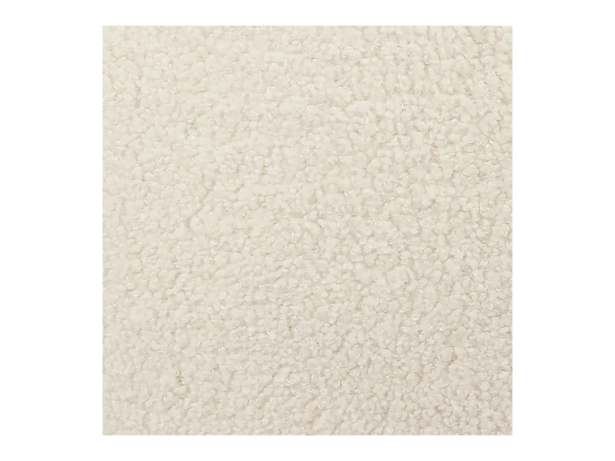 KELIOS - Fauteuil en Tissu Bouclettes Blanc Pieds Bois Naturel