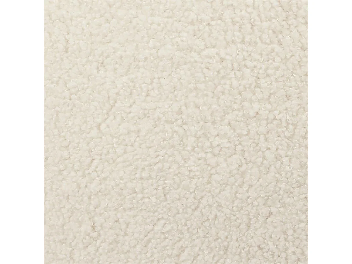 KELIOS - Fauteuil en Tissu Bouclettes Blanc Pieds Bois Naturel