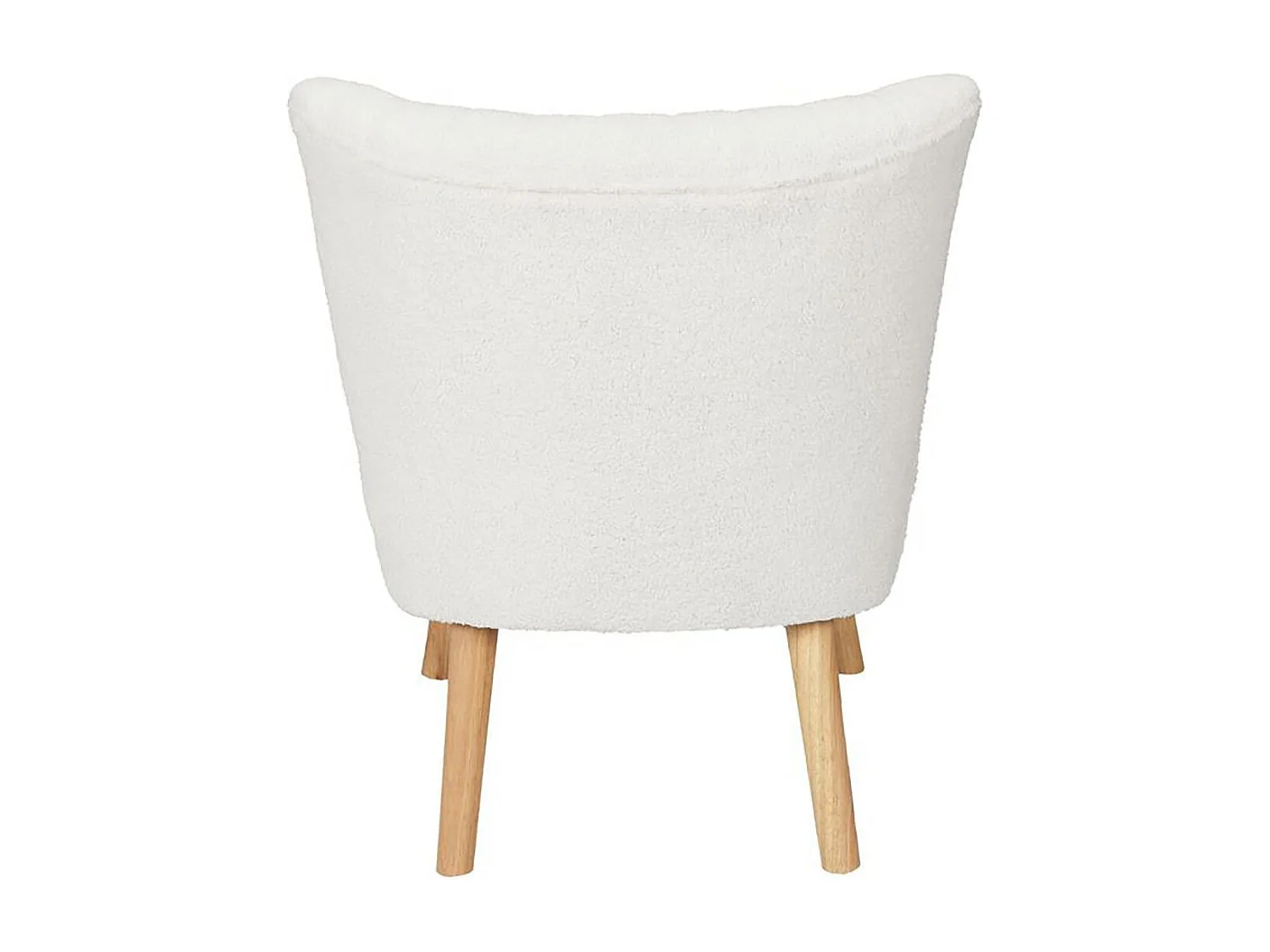 KELIOS - Fauteuil en Tissu Bouclettes Blanc Pieds Bois Naturel