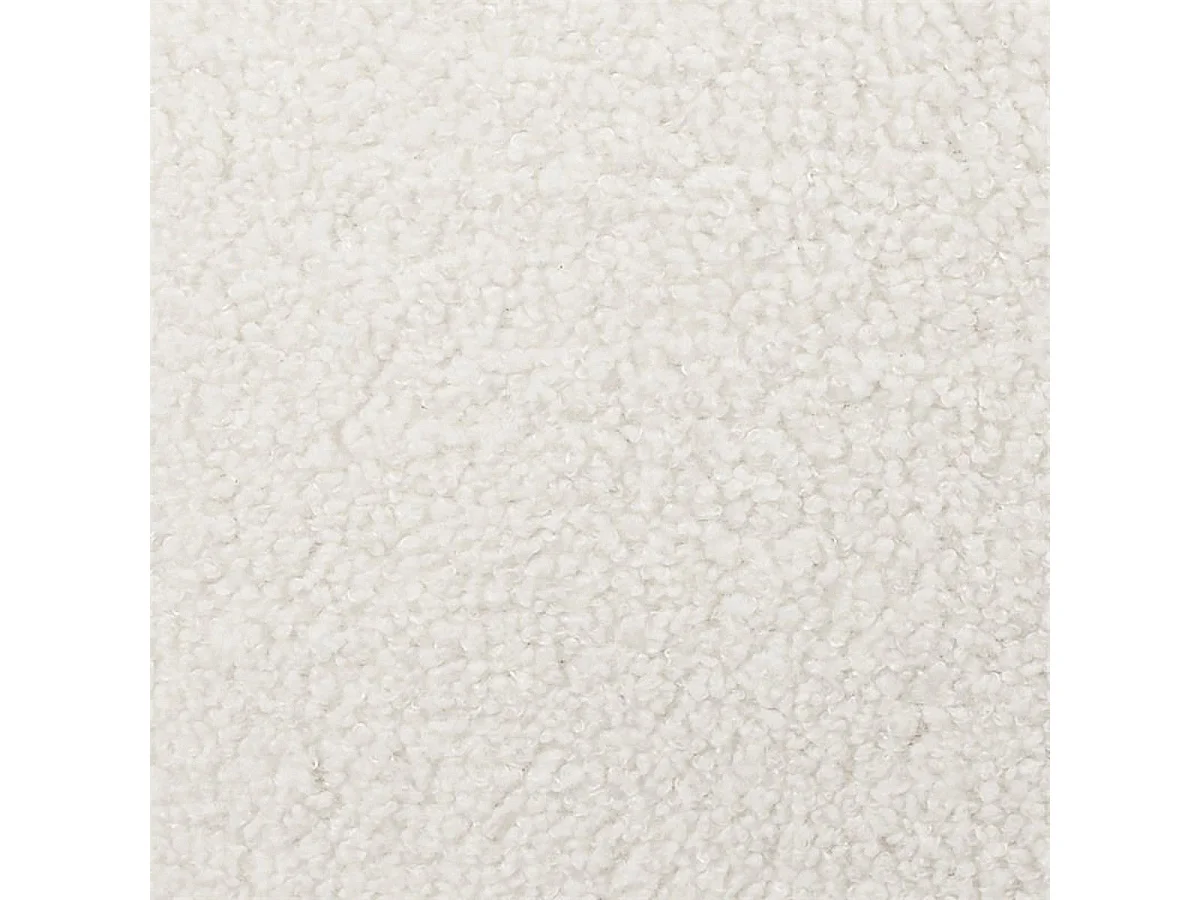 KELIOS - Fauteuil en Tissu Bouclettes Blanc Pieds Bois Naturel