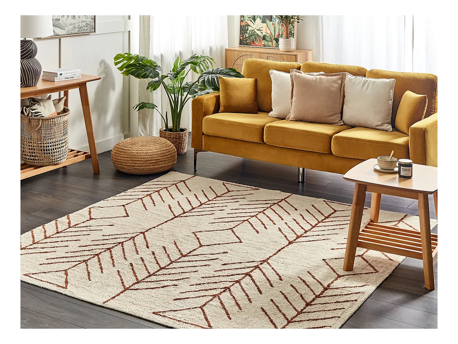 Dywan bawełniany 200 x 200 cm beżowy z brązowym AKOREN