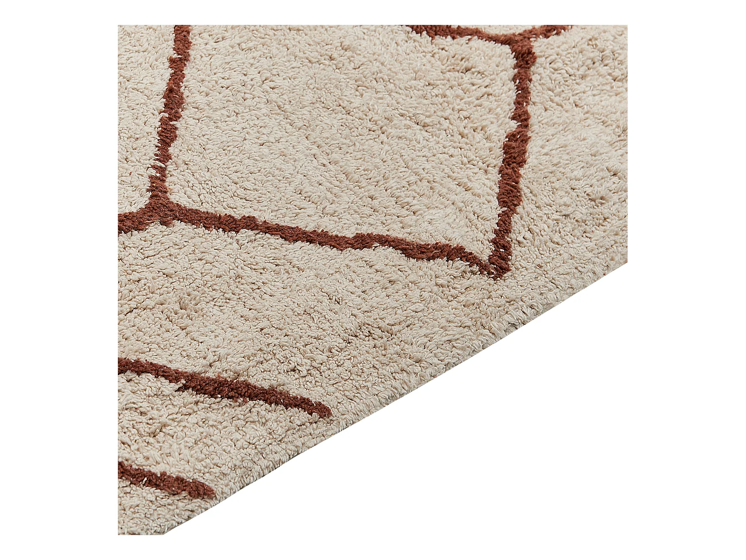 Teppich Baumwolle beige 200 x 200 cm geometrisches Muster Kurzflor AKOREN