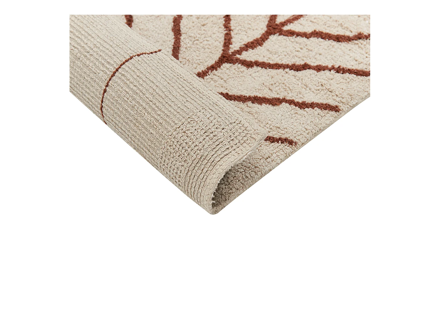 Teppich Baumwolle beige 200 x 200 cm geometrisches Muster Kurzflor AKOREN