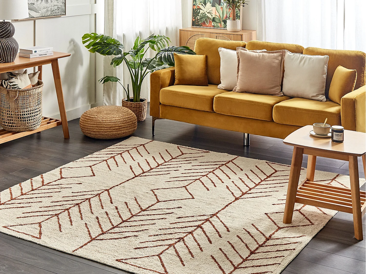 Tappeto cotone beige e marrone 200 x 200 cm AKOREN
