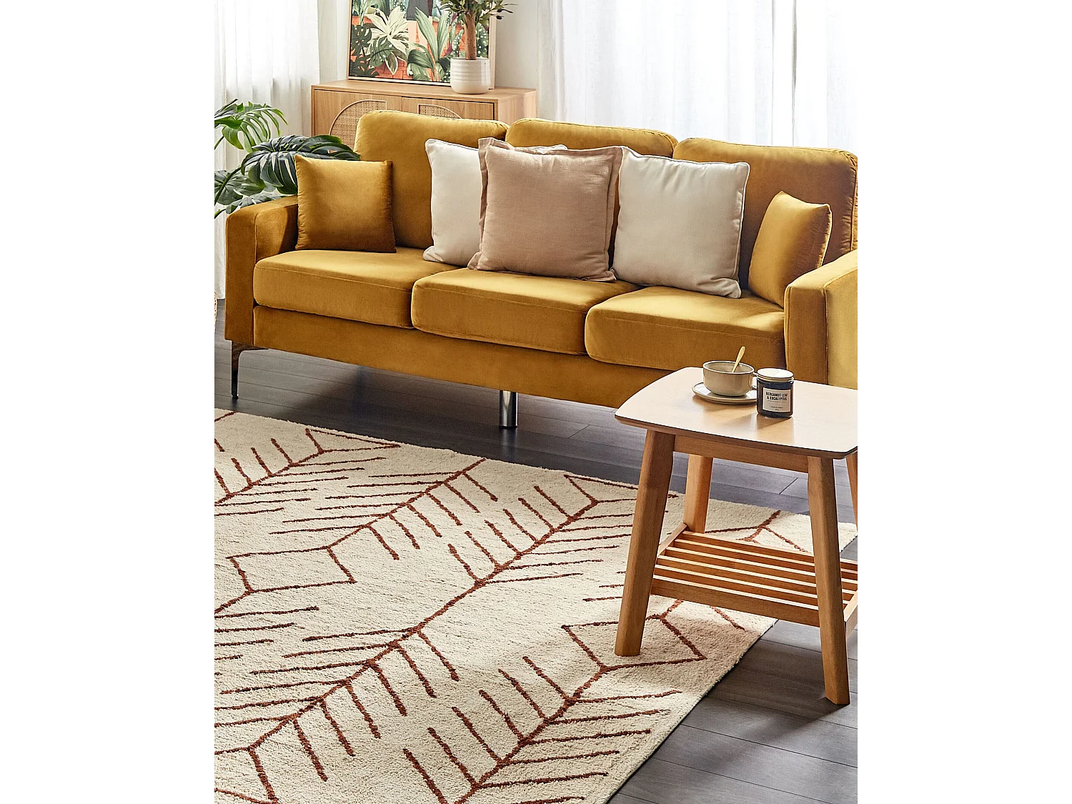 Tappeto cotone beige e marrone 200 x 200 cm AKOREN