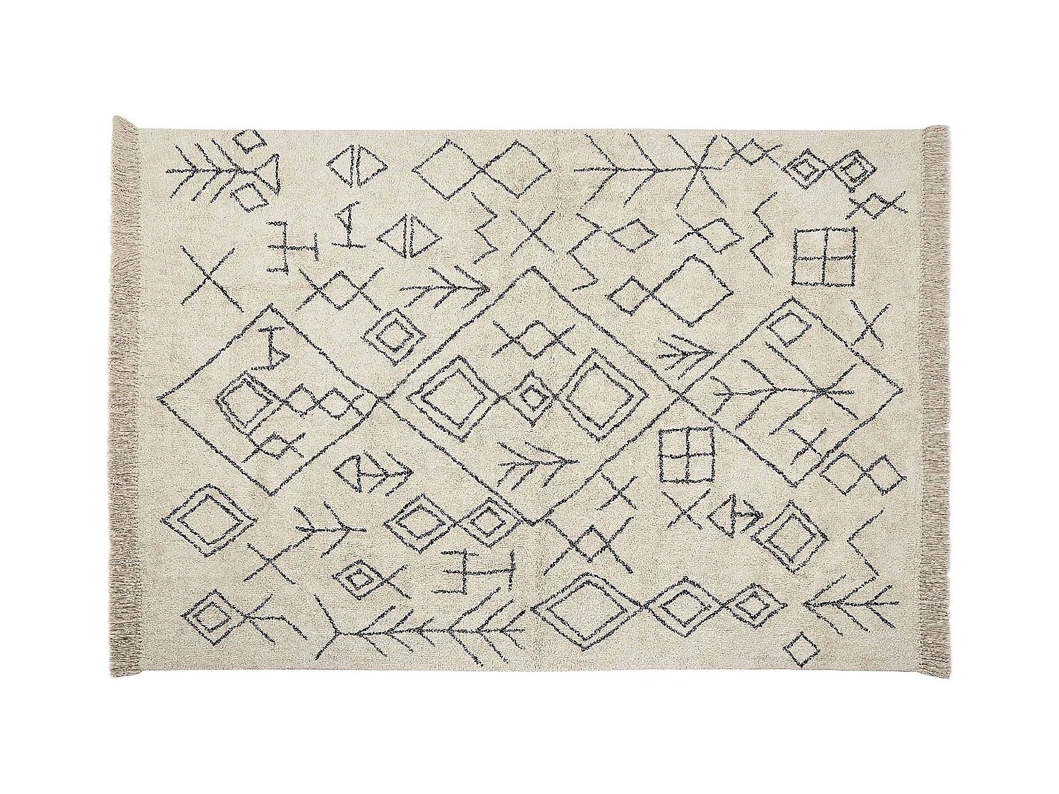 Teppich Baumwolle beige mit geometrischem Muster rechteckig 160 x 230 cm Somek